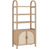 image:imageNathan James Paxton MidCentury Modern Arched Bookshelf Cabinet with Solid Wood Frame and Rattan Base Raw OakRaw Oakbrushed Brassrattan