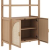 image:imageNathan James Paxton MidCentury Modern Arched Bookshelf Cabinet with Solid Wood Frame and Rattan Base Raw OakRaw Oakbrushed Brassrattan