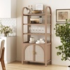 image:imageNathan James Paxton MidCentury Modern Arched Bookshelf Cabinet with Solid Wood Frame and Rattan Base Raw OakRaw Oakbrushed Brassrattan