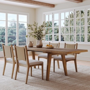 image:imageNathan James Andy Mid Century Modern Dining Set Extendable 8Seater Dining Table Set with 4 Upholstered Dining Chairs Brushed BlackBohemian