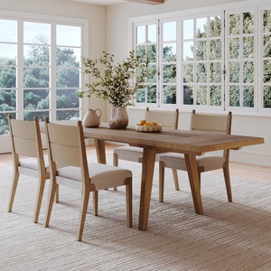 image:imageNathan James Andy Mid Century Modern Dining Set Extendable 8Seater Dining Table Set with 4 Upholstered Dining Chairs Brushed BlackBoho Seagrass