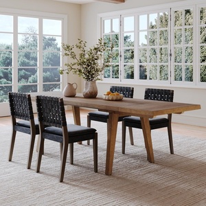 image:imageNathan James Andy Mid Century Modern Dining Set Extendable 8Seater Dining Table Set with 4 Upholstered Dining Chairs Brushed BlackBrownBlack