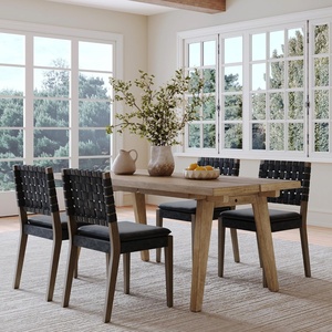 image:imageNathan James Andy Mid Century Modern Dining Set Extendable 8Seater Dining Table Set with 4 Upholstered Dining Chairs Brushed BlackLight BrownBlack