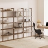 image:imageNathan James Beacon 5 Tier Bookshelf Wall Mounted Bookcase Solid Wood Bookshelf in Wire Brushed Finish Boho Rustic Bookcase Set of 3
