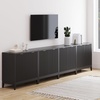 image:imageNathan James Jasper Wood Modern Sideboard Accent Storage Cabinet TV Stand with Fluted Doors for Kitchen or Living Room Warm Pine Set of 3Black Oak
