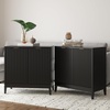 image:imageNathan James Jasper Wood Modern Sideboard Accent Storage Cabinet TV Stand with Fluted Doors for Kitchen or Living Room Warm Pine Set of 3Black Oak