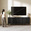 image:imageNathan James Jasper Wood Modern Sideboard Accent Storage Cabinet TV Stand with Fluted Doors for Kitchen or Living Room Warm Pine Set of 3Black Oak