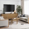 image:imageNathan James Jasper Wood Modern Sideboard Accent Storage Cabinet TV Stand with Fluted Doors for Kitchen or Living Room Warm Pine Set of 3Light Brown