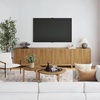 image:imageNathan James Jasper Wood Modern Sideboard Accent Storage Cabinet TV Stand with Fluted Doors for Kitchen or Living Room Warm Pine Set of 3Light Brown