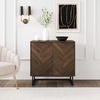 image:imageNathan James Wood Accent Modern Free Standing Buffet Sideboard Hallway Entryway Cabinet and 5Shelf Industrial Metal Frame Bookcase WalnutBlack