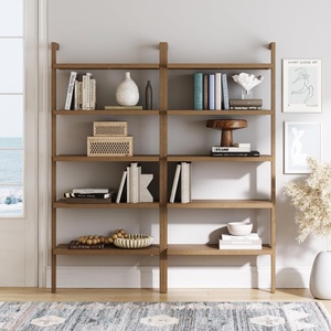 image:imageNathan James Beacon 5 Tier Bookshelf Wall Mounted Bookcase Solid Wood Bookshelf in Wire Brushed Finish Boho Rustic Bookcase Set of 2