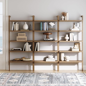 image:imageNathan James Beacon 5 Tier Bookshelf Wall Mounted Bookcase Solid Wood Bookshelf in Wire Brushed Finish Boho Rustic Bookcase Set of 3