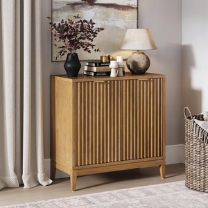 image:imageNathan James Jasper Wood Modern Sideboard Accent Storage Cabinet TV Stand with Fluted Doors for Kitchen or Living Room Warm Pine Set of 3Light Brown