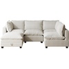 image:imageNathan James Chelsea Modern Corduroy 4Seat Cloud Armless Sectional Sofa Couch amp Storage Ottoman Pearl WhitePearl White
