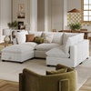 image:imageNathan James Chelsea Modern Corduroy 4Seat Cloud Armless Sectional Sofa Couch amp Storage Ottoman Pearl WhitePearl White