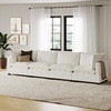 image:imageNathan James Chelsea Modern Corduroy 4Seat Cloud Armless Sectional Sofa Couch amp Storage Ottoman Pearl WhitePearl White