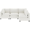 image:imageNathan James Chelsea Modern Corduroy 4Seat Cloud Armless Sectional Sofa Couch amp Storage Ottoman Pearl WhitePearl White