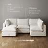image:imageNathan James Chelsea Modern Corduroy 4Seat Cloud Armless Sectional Sofa Couch amp Storage Ottoman Pearl WhitePearl White