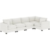 image:imageNathan James Chelsea Modern Corduroy 4Seat Cloud Armless Sectional Sofa Couch amp Storage Ottoman Pearl WhitePearl White