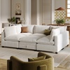 image:imageNathan James Chelsea Modern Corduroy 4Seat Cloud Armless Sectional Sofa Couch amp Storage Ottoman Pearl WhitePearl White