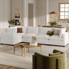 image:imageNathan James Chelsea Modern Corduroy 4Seat Cloud Armless Sectional Sofa Couch amp Storage Ottoman Pearl WhitePearl White