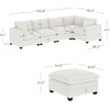 image:imageNathan James Chelsea Modern Corduroy 4Seat Cloud Armless Sectional Sofa Couch amp Storage Ottoman Pearl WhitePearl White