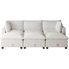 image:imageNathan James Chelsea Modern Corduroy 4Seat Cloud Armless Sectional Sofa Couch amp Storage Ottoman Pearl WhitePearl White