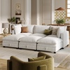 image:imageNathan James Chelsea Modern Corduroy 4Seat Cloud Armless Sectional Sofa Couch amp Storage Ottoman Pearl WhitePearl White