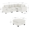 image:imageNathan James Chelsea Modern Corduroy 4Seat Cloud Armless Sectional Sofa Couch amp Storage Ottoman Pearl WhitePearl White