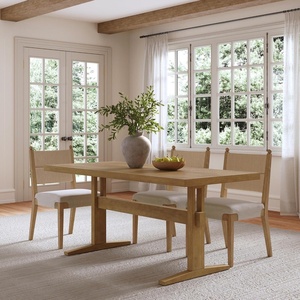 image:imageNathan James Solace Mid Century Modern Extendable Dining Table Solid Wood Dining Room Table with Leaf Extension 8Seater Dining Table Light BrownLight Brown