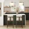 image:imageNathan James Veya Modern Solid Wood Bar Stool with Back and Wraparound Armrests Barrel Bar Stool with Boucle Upholstery Light Brown Set of 3Chuck BoucleDark Brown