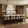 image:imageNathan James Veya Modern Solid Wood Bar Stool with Back and Wraparound Armrests Barrel Bar Stool with Boucle Upholstery Light Brown Set of 3Chuck BoucleDark Brown