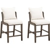 image:imageNathan James Veya Modern Solid Wood Bar Stool with Back and Wraparound Armrests Barrel Bar Stool with Boucle Upholstery Light Brown Set of 3Chuck BoucleDark Brown