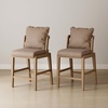 image:imageNathan James Veya Modern Solid Wood Bar Stool with Back and Wraparound Armrests Barrel Bar Stool with Boucle Upholstery Light Brown Set of 3Chuck Brown