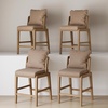 image:imageNathan James Veya Modern Solid Wood Bar Stool with Back and Wraparound Armrests Barrel Bar Stool with Boucle Upholstery Light Brown Set of 3Chuck Brown