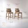 image:imageNathan James Veya Modern Solid Wood Bar Stool with Back and Wraparound Armrests Barrel Bar Stool with Boucle Upholstery Light Brown Set of 3Chuck Brown