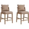 image:imageNathan James Veya Modern Solid Wood Bar Stool with Back and Wraparound Armrests Barrel Bar Stool with Boucle Upholstery Light Brown Set of 3Chuck Brown