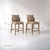 image:imageNathan James Veya Modern Solid Wood Bar Stool with Back and Wraparound Armrests Barrel Bar Stool with Boucle Upholstery Light Brown Set of 3Chuck Brown
