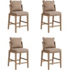 image:imageNathan James Veya Modern Solid Wood Bar Stool with Back and Wraparound Armrests Barrel Bar Stool with Boucle Upholstery Light Brown Set of 3Chuck Brown