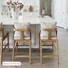 image:imageNathan James Veya Modern Solid Wood Bar Stool with Back and Wraparound Armrests Barrel Bar Stool with Boucle Upholstery Light Brown Set of 3Chuck FlaxLight Brown