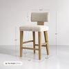 image:imageNathan James Veya Modern Solid Wood Bar Stool with Back and Wraparound Armrests Barrel Bar Stool with Boucle Upholstery Light Brown Set of 3FlaxLight Brown