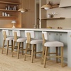 image:imageNathan James Veya Modern Solid Wood Bar Stool with Back and Wraparound Armrests Barrel Bar Stool with Boucle Upholstery Light Brown Set of 3FlaxLight Brown
