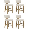 image:imageNathan James Veya Modern Solid Wood Bar Stool with Back and Wraparound Armrests Barrel Bar Stool with Boucle Upholstery Light Brown Set of 3FlaxLight Brown