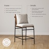 image:imageNathan James Veya Modern Solid Wood Bar Stool with Back and Wraparound Armrests Barrel Bar Stool with Boucle Upholstery Light Brown Set of 3Irie Light Brown