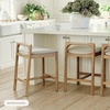image:imageNathan James Veya Modern Solid Wood Bar Stool with Back and Wraparound Armrests Barrel Bar Stool with Boucle Upholstery Light Brown Set of 3Jules Light Brown