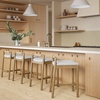 image:imageNathan James Veya Modern Solid Wood Bar Stool with Back and Wraparound Armrests Barrel Bar Stool with Boucle Upholstery Light Brown Set of 3Jules Light Brown
