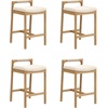 image:imageNathan James Veya Modern Solid Wood Bar Stool with Back and Wraparound Armrests Barrel Bar Stool with Boucle Upholstery Light Brown Set of 3Jules Light Brown