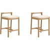 image:imageNathan James Veya Modern Solid Wood Bar Stool with Back and Wraparound Armrests Barrel Bar Stool with Boucle Upholstery Light Brown Set of 3Jules Light Brown