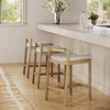 image:imageNathan James Veya Modern Solid Wood Bar Stool with Back and Wraparound Armrests Barrel Bar Stool with Boucle Upholstery Light Brown Set of 3Jules Light Brown