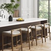 image:imageNathan James Veya Modern Solid Wood Bar Stool with Back and Wraparound Armrests Barrel Bar Stool with Boucle Upholstery Light Brown Set of 3Jules Light Brown